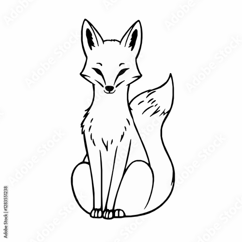 Fox Outline Icon, Black Stroke, Editable Vector, Clever Animal Illustration,