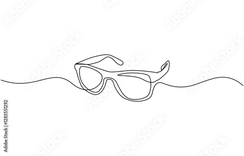 Glasses icon line continuous drawing vector. One line eyeglasses icon vector background, Glasses for sun protection.One continuous line, minimum one line.