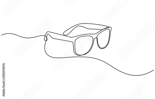 Glasses icon line continuous drawing vector. One line eyeglasses icon vector background, Glasses for sun protection.One continuous line, minimum one line.