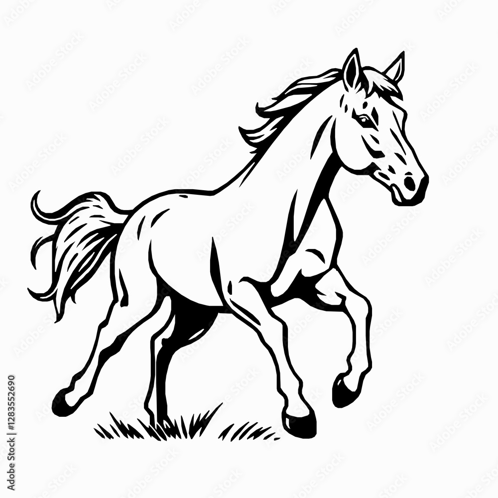 Horse Outline Icon, Black Stroke, Editable Vector, Farm and Racing Animal Illustration Horse Outline Icon, Black Stroke, Editable Vector, Farm and Racing Animal Illustration