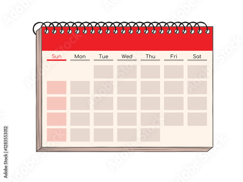 Abstract cartoon calendar. Vector illustration isolated on white background