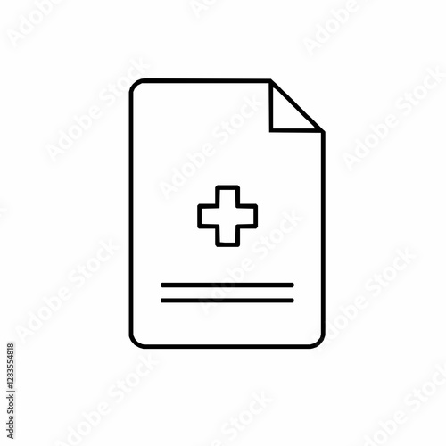 Medical Records Outline Icon, Patient Data Vector, Editable Stroke, Minimalist Black Designs