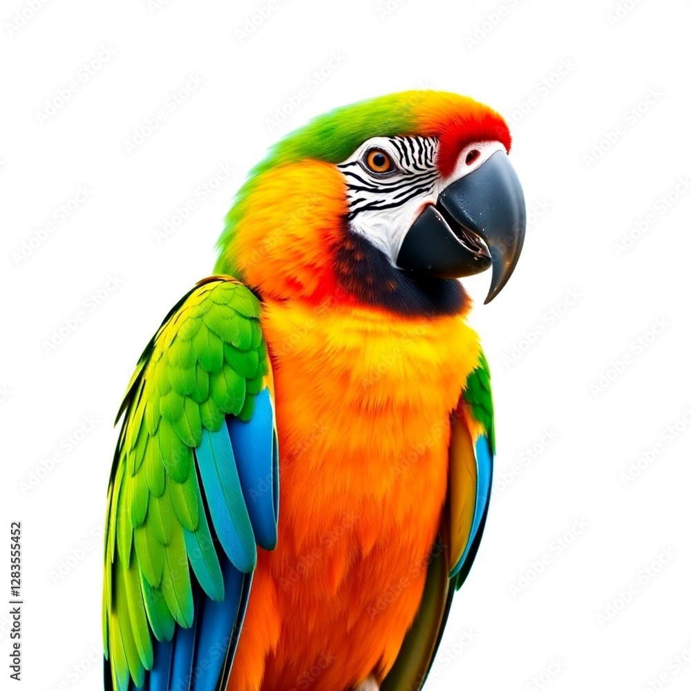 Fototapeta premium High-resolution PNG image of a vibrant macaw, showcasing its colorful plumage against a transparent background. 