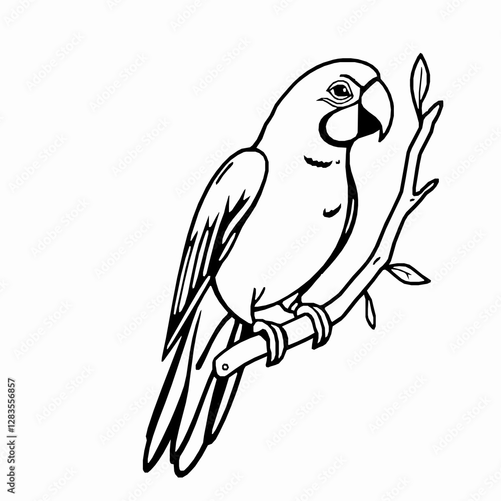 Parrot Outline Icon, Black Stroke, Editable Vector, Exotic Bird Illustration Parrot Outline Icon, Black Stroke, Editable Vector, Exotic Bird Illustration