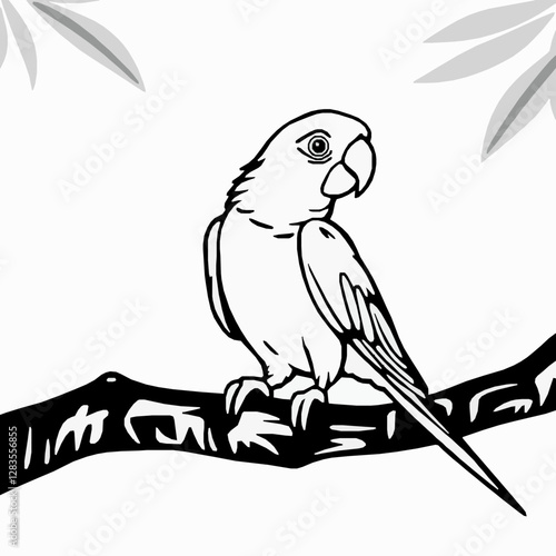 Parrot Outline Icon, Black Stroke, Editable Vector, Exotic Bird Illustrations,