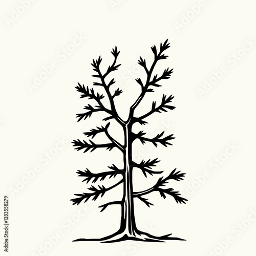 Pine Tree Outline Icon, Evergreen Nature Vector, Editable Stroke, Minimalist Black Designs