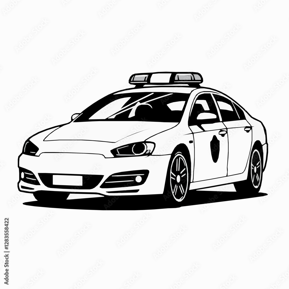 Police Car Outline Icon, Emergency Vehicle Vector, Editable Stroke, Minimalist Black Illustration Police Car Outline Icon, Emergency Vehicle Vector, Editable Stroke, Minimalist Black Illustration