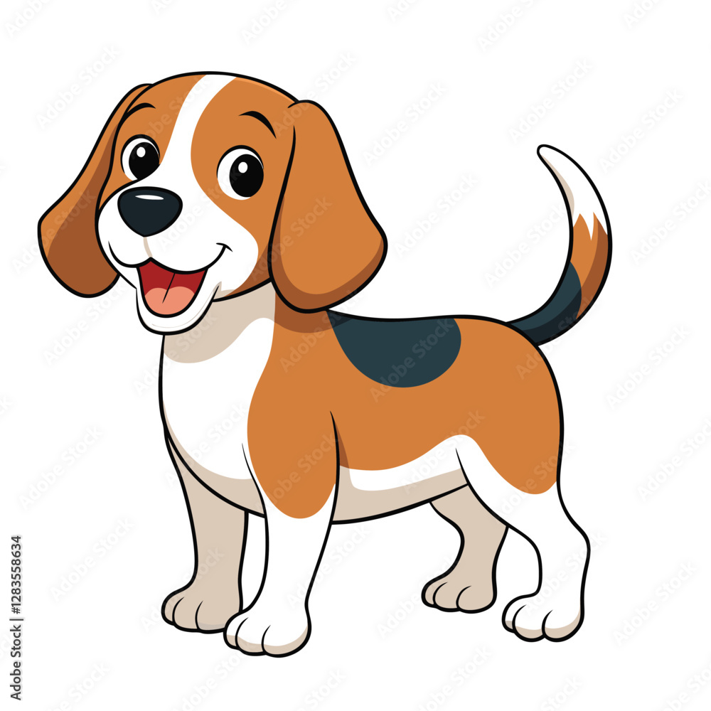 Adobe Illustra Happy cartoon dog character sitting with joy on a blue background showcasing playful design elementstor Artwork. Adobe Illustra Happy cartoon dog character sitting with joy on a blue background showcasing playful design elementstor Artwork.