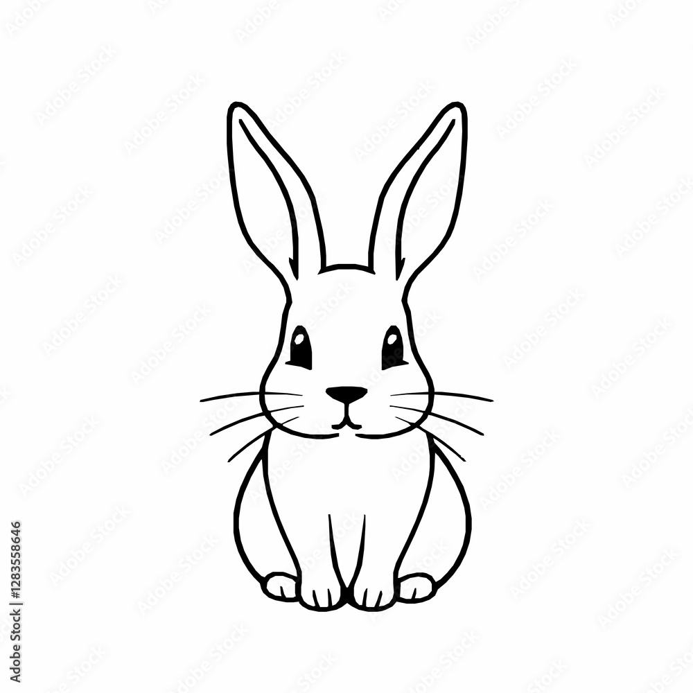 Rabbit Outline Icon, Black Stroke, Editable Vector, Fluffy Pet Illustration, Rabbit Outline Icon, Black Stroke, Editable Vector, Fluffy Pet Illustration,