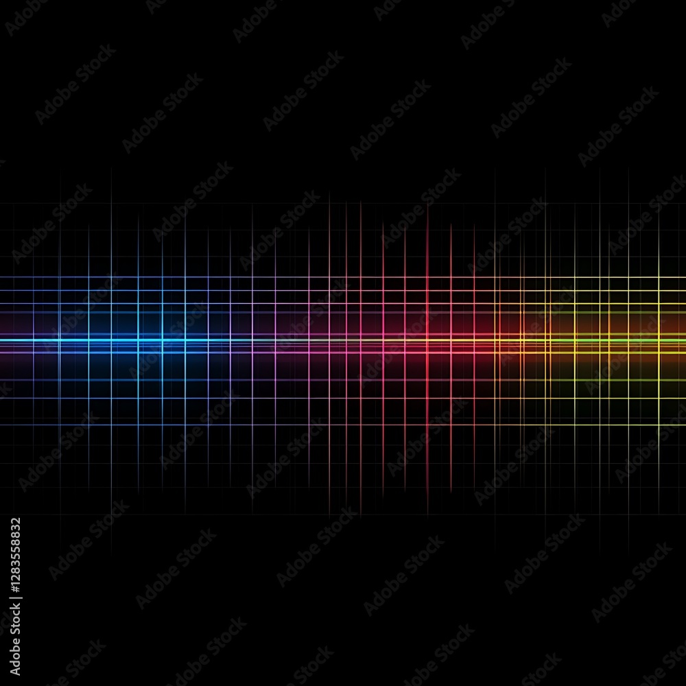 Vibrant Rainbow Spectrum Visualization on Grid Background Vibrant Rainbow Spectrum Visualization on Grid Background