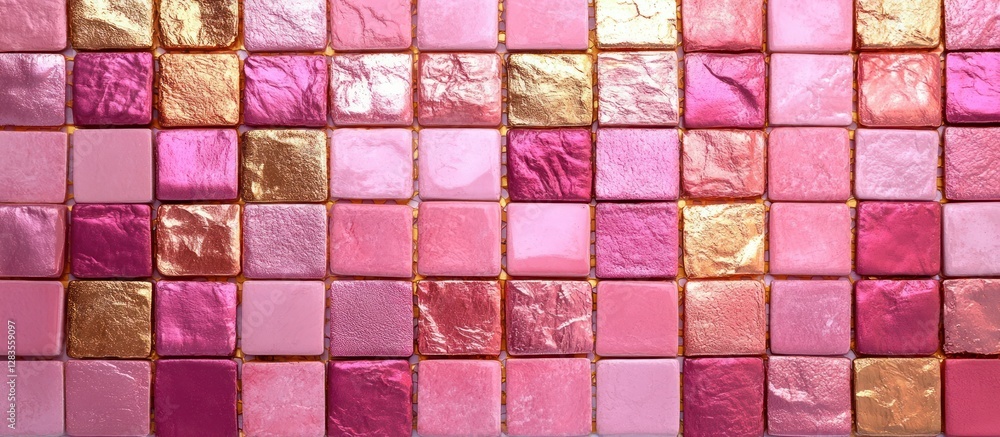 Pink gold mosaic tile wall texture background Pink gold mosaic tile wall texture background