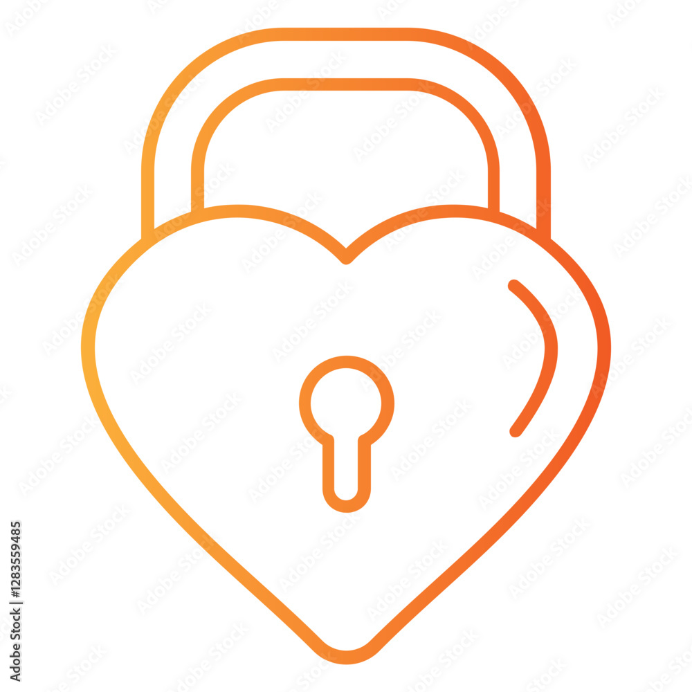 Heart Lock single icon with a line gradient style Heart Lock single icon with a line gradient style
