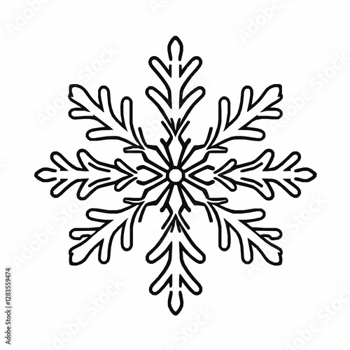 Snowflake Outline Icon, Winter Nature Vector, Editable Stroke, Black Minimalist Design