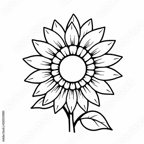 Sunflower Outline Icon, Nature Flower Vector, Editable Stroke, Minimalist Black Illustration,