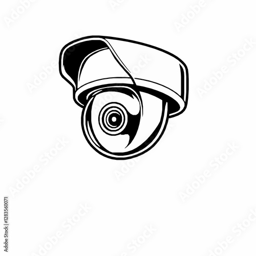 Surveillance Camera Outline Icon, Security Monitoring Vector, Editable Stroke, Minimalist Black Design,