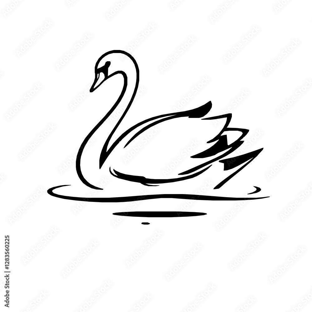Swan Outline Icon, Black Stroke, Editable Vector, Graceful Bird Illustrations, Swan Outline Icon, Black Stroke, Editable Vector, Graceful Bird Illustrations,