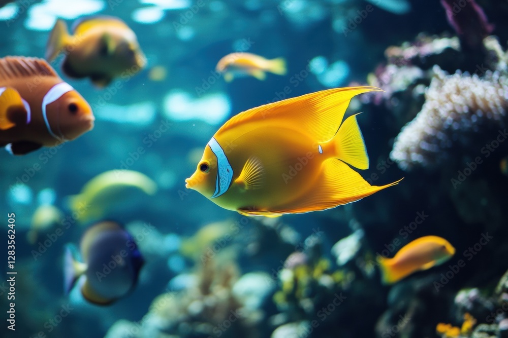 Fototapeta premium Colorful fish swimming gracefully in a vibrant underwater ecosystem. Generative AI