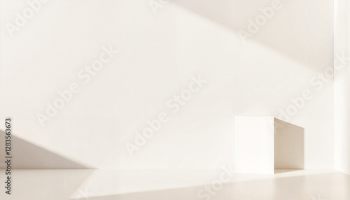 Wallpaper Mural Minimalist white box casting soft shadows in bright space, spatial tranquility Torontodigital.ca