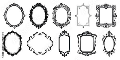Elegant vintage ornate frames collection, isolated vector set
