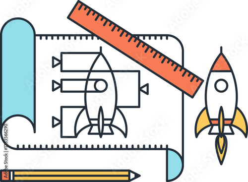 prototyping flat line web icon concept