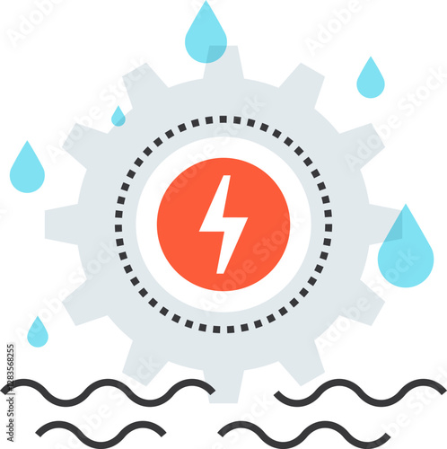 water energy flat line web icon concept