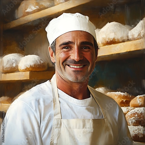 Smiling Baker Portrait: Close-up Composition for Baking Enthusiasts
