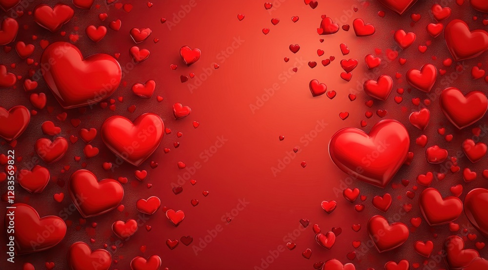 Obraz premium Red hearts are filling the frame creating a romantic background for valentine's day