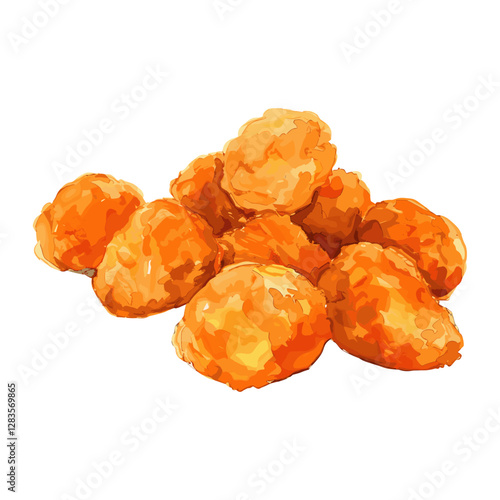 Drumstick Fried chicken illustration watercolor fried vector