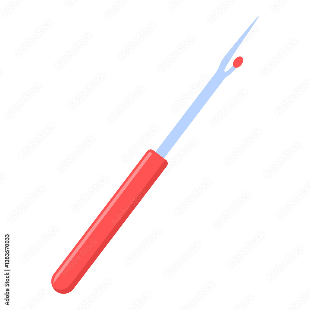 Red handled seam ripper for seamstresses and crafters. Useful tool for removing stitches and fixing sewing mistakes with precision. Red handled seam ripper for seamstresses and crafters. Useful tool for removing stitches and fixing sewing mistakes with precision.