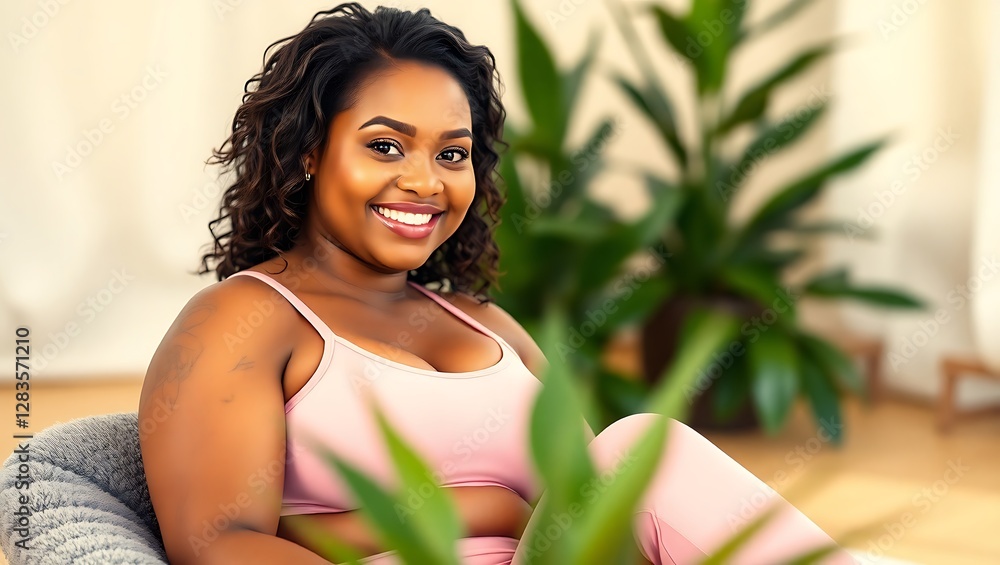 Body Positive Woman Relaxing Post-Workout | Generative AI Artwork Body Positive Woman Relaxing Post-Workout | Generative AI Artwork