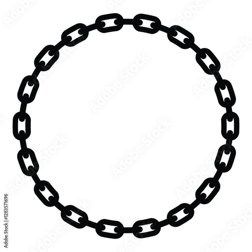Abstract chain round frame. Black circle frames with chains patterns isolated transparent background