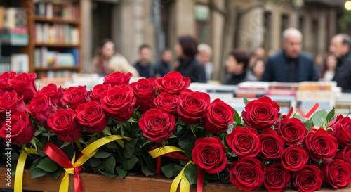 Street Scene with Red Roses (Sant Jordi Festival in Catalonia)