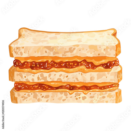 Peanut butter and jelly jam Sandwich illustration sandwich bread vector
