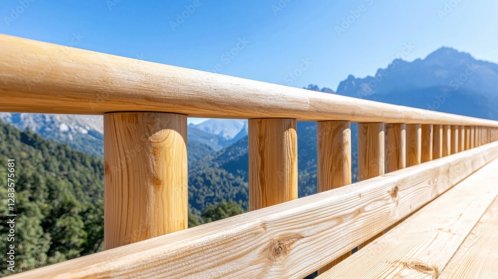 Wooden Railing Mountain View Deck