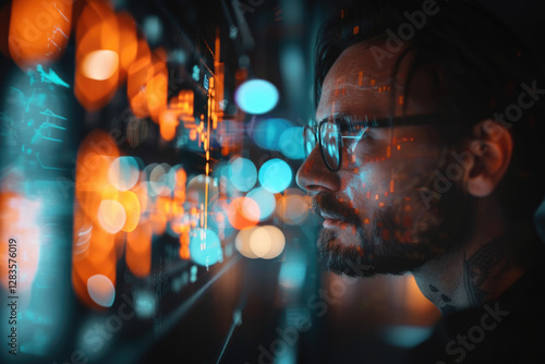 Person working with cryptocurrency and banking in the future