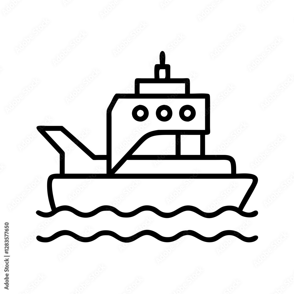 offshore support vessel icon, offshore support vessel line art - simple line art of offshore support vessel, perfect for offshore support vessel logos and icons offshore support vessel icon, offshore support vessel line art - simple line art of offshore support vessel, perfect for offshore support vessel logos and icons