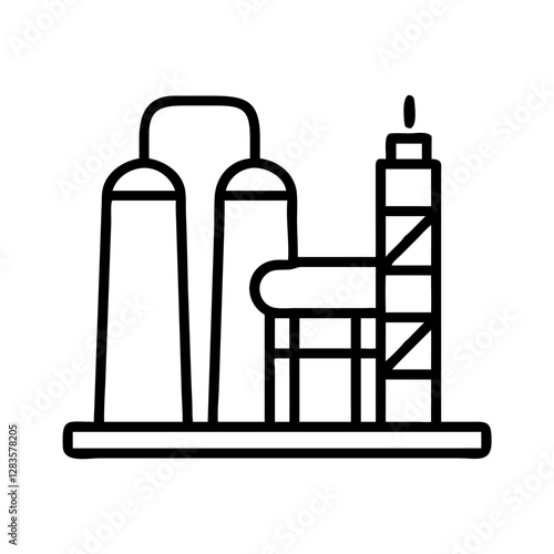 petrochemical plant icon, petrochemical plant line art - simple line art of petrochemical plant, perfect for petrochemical plant logos and icons