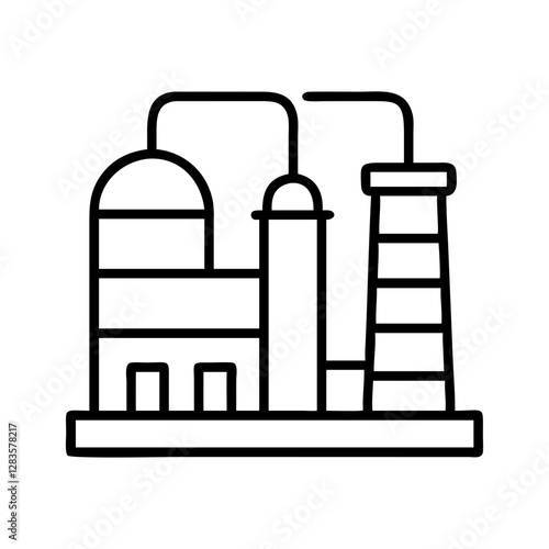 petrochemical plant icon, petrochemical plant line art - simple line art of petrochemical plant, perfect for petrochemical plant logos and icons