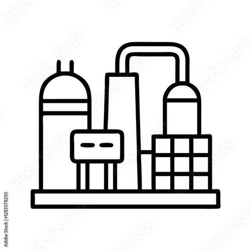 petrochemical plant icon, petrochemical plant line art - simple line art of petrochemical plant, perfect for petrochemical plant logos and icons
