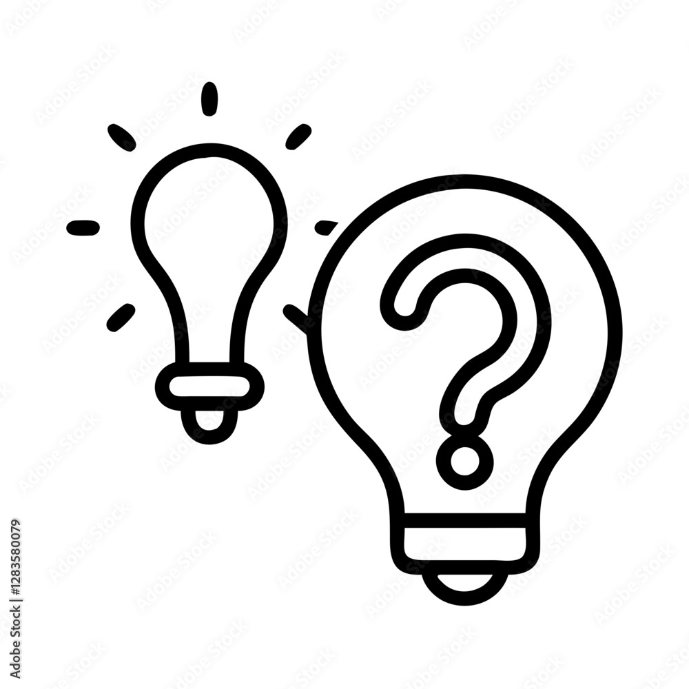 question mark and idea bulb problem solving icon, question mark and idea bulb problem solving vector, question mark and idea bulb problem solving icon, question mark and idea bulb problem solving vector,