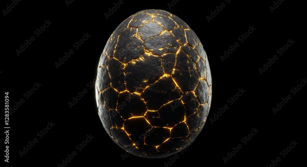 Cracked Dragon Egg Reveals Glowing Energy on Dark Background Cracked Dragon Egg Reveals Glowing Energy on Dark Background