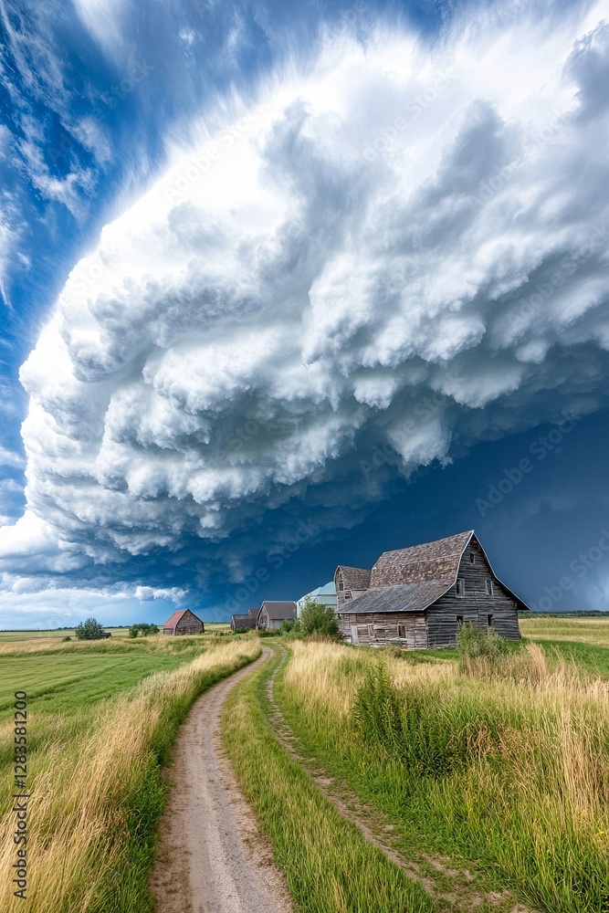 Fototapeta premium wind catastrophe crisis Historic Tornado Clouds Over Rural Landscape