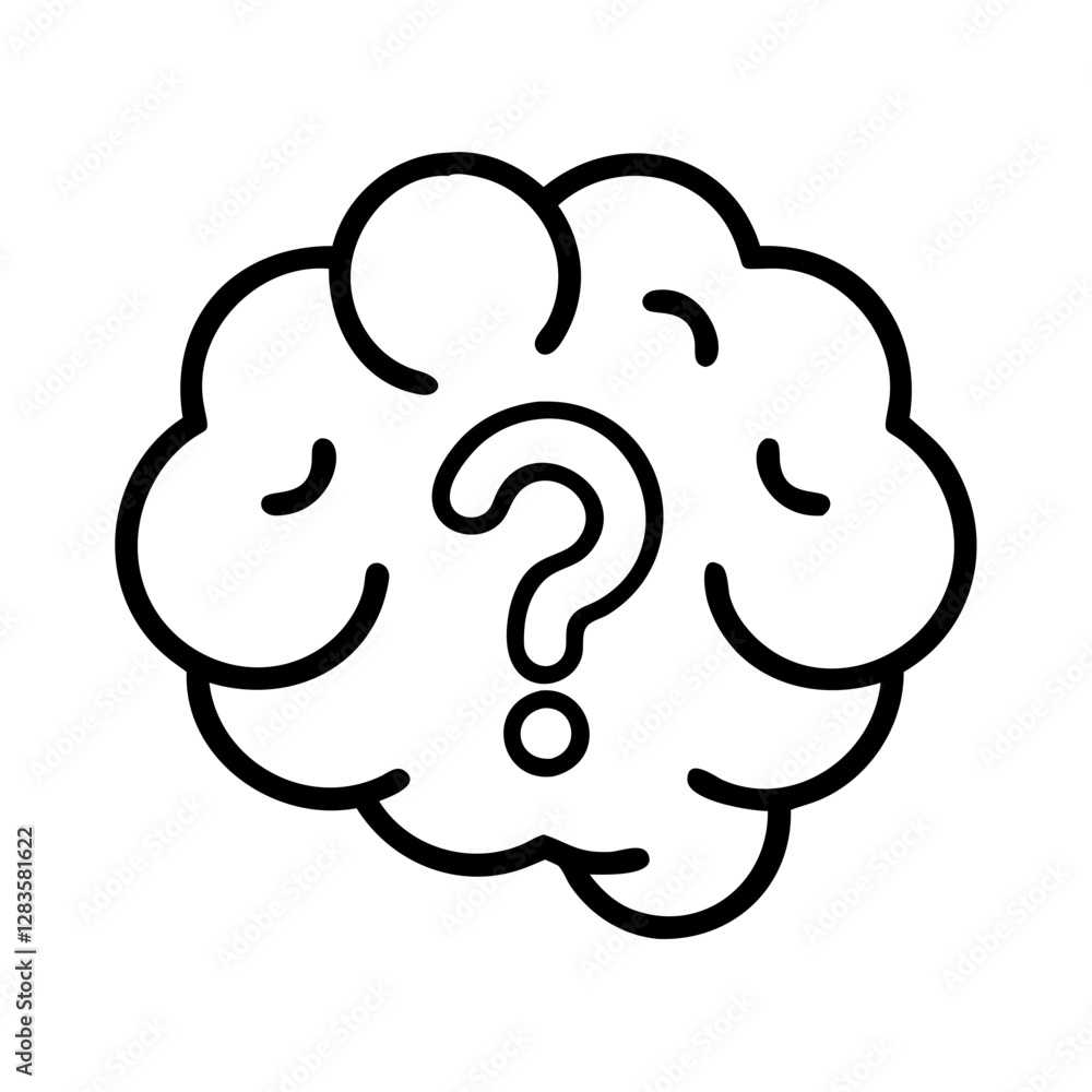 brain with question mark icon, brain with question mark line art - simple line art of brain with question mark, perfect for brain with question mark logos and icons brain with question mark icon, brain with question mark line art - simple line art of brain with question mark, perfect for brain with question mark logos and icons