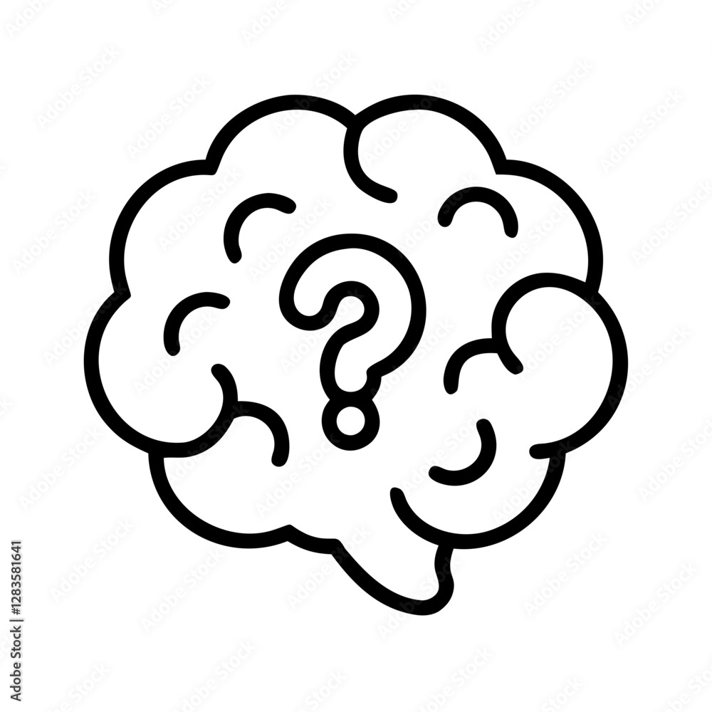 brain with question mark icon, brain with question mark line art - simple line art of brain with question mark, perfect for brain with question mark logos and icons brain with question mark icon, brain with question mark line art - simple line art of brain with question mark, perfect for brain with question mark logos and icons