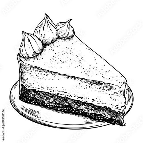 Cheese cake art dessert drawing vector