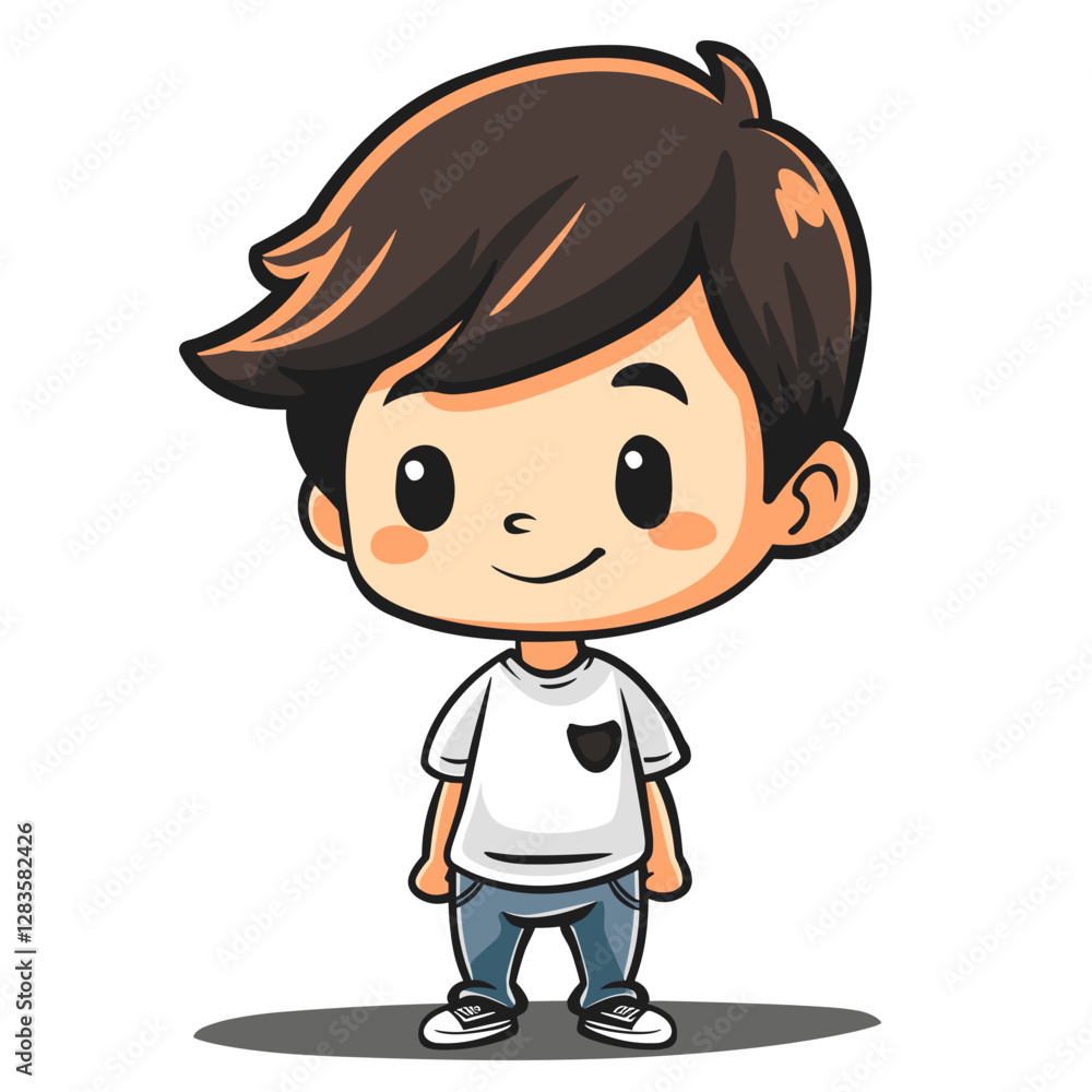 Cute little boy cartoon isolated on white background. Vector illustration. Cute little boy cartoon isolated on white background. Vector illustration.
