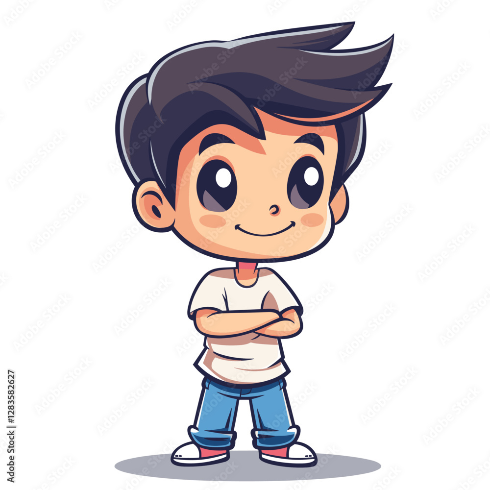 Cute little boy cartoon isolated on white background. Vector illustration. Cute little boy cartoon isolated on white background. Vector illustration.