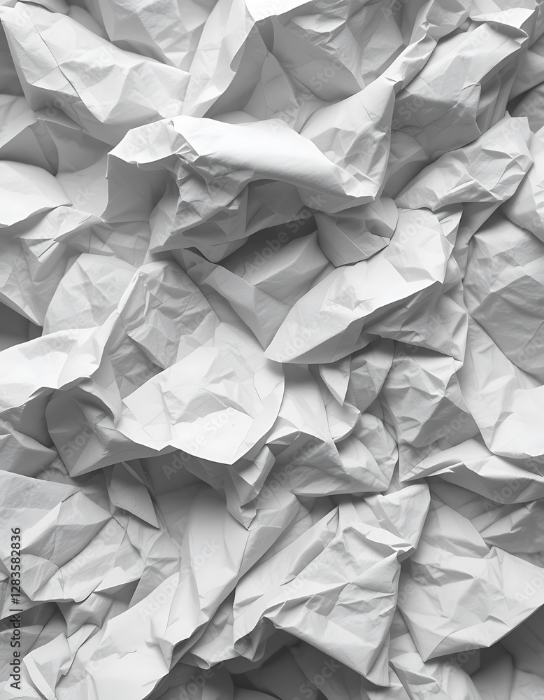 Obraz premium Abstract Wrinkled White Paper Texture for Backgrounds and Design Elements