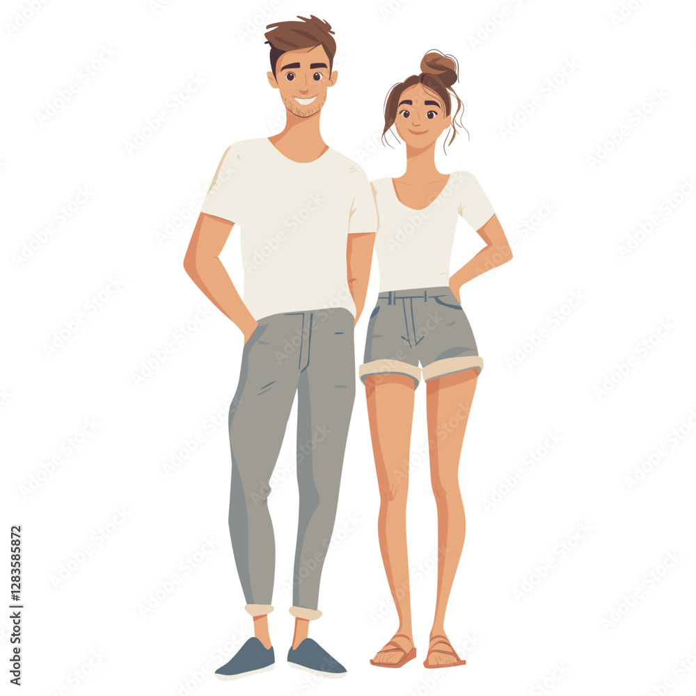 A happy couple illustration clothing person vector A happy couple illustration clothing person vector
