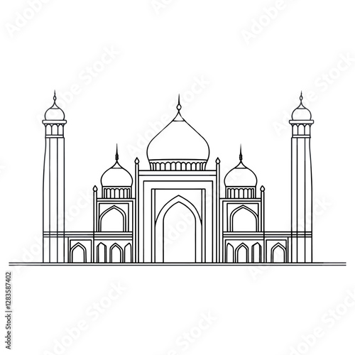 Golden line art mosque architecture illustration building vector